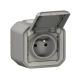  Image Prise de courant avec volet Plexo complet saillie - gris