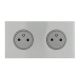  Image Art d'arnould univers epure double prise de courant 2p+t 16a 250v - acier brossé