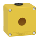  Image Boite métal vide jaune pour arrêts d'urgence M20 1 trou 22mm 80x80x51,5 UL cULus