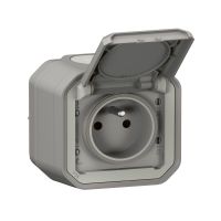  Image Prise de courant avec volet Plexo complet saillie - gris