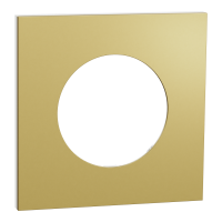  Image Odace M&eacute;tal - plaque de finition 1 poste - effet Laiton support blanc