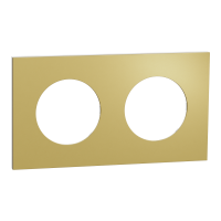  Image Odace M&eacute;tal - plaque de finition 2 postes - effet Laiton support blanc