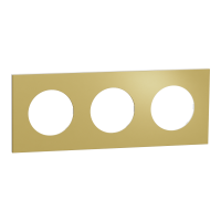  Image Odace M&eacute;tal - plaque de finition 3 postes - effet Laiton support blanc