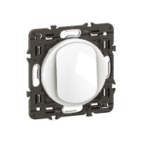  Image Poussoir inverseur C&eacute;liane contact NO+NF 6A - pr&eacute;mont&eacute; Blanc